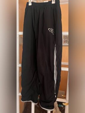 vintage black AND1 mesh-lined basketball warm-up track pants boys XL tie waist